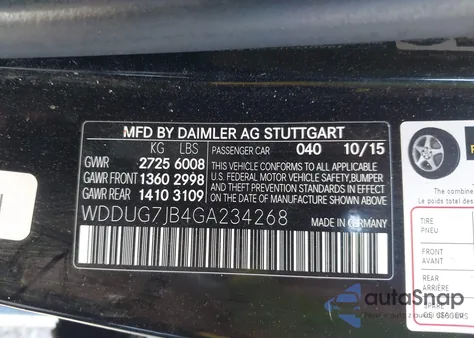 2016 Mercedes-Benz Amg S 63 4Matic из США, поврежденный, VIN WDDUG7JB4GA234268